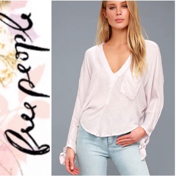 💕 Free People Morning Solid White (Slight Pink Tone) Long Sleeve Top Large - Picture 3 of 15